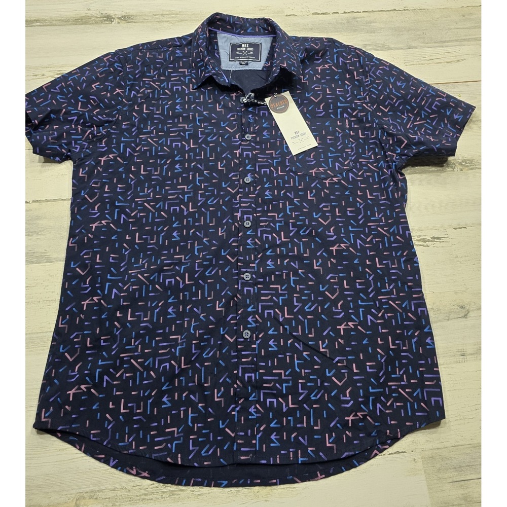MBX Premium Goods Mens XL Peached Poplin Button Down Shirt Navy‎ Night XWS 6535